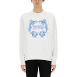 Свитшот из хлопка с принтом логотипа VERSACE, белый - фото