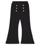 Хлопковые расклешенные брюки со средней посадкой Balmain Kids, черный - фото