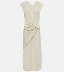 Платье из натуральной шерсти с запахом Jil Sander, бежевый - фото