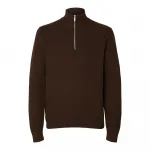 Свитер Selected Dane half zip, коричневый - фото 3