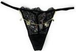 Трусики-стринги Victoria's Secret Bombshell Shine, Black Lace Gold Charms V-String - фото