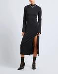 Платье миди Mock-Neck Front Split Midi Dress W/ Flared Sleeves 8 By Yoox, черный - фото 4