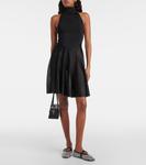 Мини-платье из джерси и сетки Alaïa, черный - фото 2