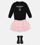 Хлопковый свитшот с логотипом Balmain Kids, 930-Nero - фото 2