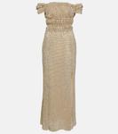 Украшенное шелковое платье ALTUZARRA, золотой - фото