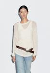Джемпер Massimo Dutti OVERSIZE OPENWORK WITH V-NECK, Beige - фото