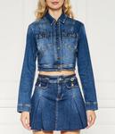 Джинсовая куртка женская Liu Jo укороченная с декором карманов, синий - фото