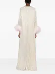 Макси-платье с отделкой из перьев Self-Portrait, нейтральный - фото 4