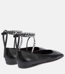 Кожаные балетки ane с декором Amina Muaddi, черный - фото 3