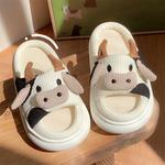 Тонкие полоски Унисекс Домашние тапочки Белые, 010 big-nosed cow - фото 4