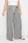 Широкие брюки в полоску с эффектом льна Yours Curve, белый - фото 3