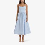 Платье миди Lolita из смесового хлопка стрейч с круглым вырезом House Of Cb, синий - фото 2