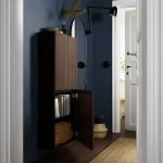 Навесной шкаф, черно-коричневый/коричневый дубовый шпон, 60x22x128 см, BJORKOVIKEN BESTÅ IKEA - фото 2