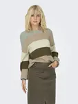 Only вязаный свитер "ONLATIA L/S STRIPE PULLOVER KNT NOOS", зеленый - фото
