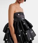 Атласное мини-платье с рюшами Rotate, 1000 Black Comb - фото 5