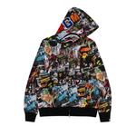 Худи BAPE Flyer Pattern Shark Full Zip Hoodie, Multicolor - фото