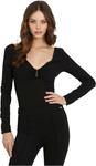 GUESS женский боди с длинным рукавом Evelina, Jet Black - фото