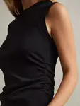 Топ Reiss Trudy Ruched Side Ribbed Vest, черный - фото 2