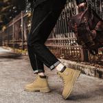 Жёлтые неутюженные унисекс-ботинки Martin Boot HUANAI 10,5 см - фото 5