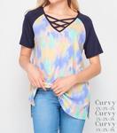 Футболка женская honeyme, синий/мультиколор - фото 4