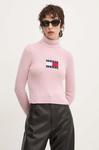 Свитер Tommy Jeans из смесовой шерсти, розовый - фото 5