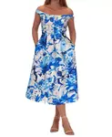 Женское платье миди с цветочным принтом Donna Ricco, синий - фото