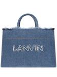 Lanvin сумка-тоут с вышитым логотипом, синий - фото