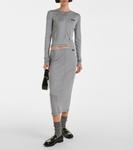 Шелковая миди-юбка Miu Miu, Grigio - фото 2