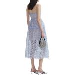 Футболка с цветочным кружевом Self-portrait, туманно-голубая - фото 4