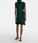 Мини-платье из смесового шелка с бахромой Ferragamo, Moss - фото 3