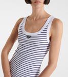 Полосатая хлопковая майка-борцовка Prada, Bianco+Blu - фото 4