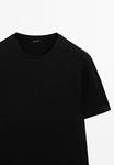 Футболка Massimo Dutti CREW NECK WITH RIBBED TRIMS, Black - фото 7