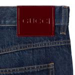 Слим фит хлопковые джинсовые брюки GUCCI, синий - фото 2