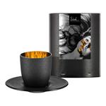 чашка для эспрессо «космо» черного золота с блюдцем, стакан д: 11,5 см / высота: 6,5 см / 100 мл Eisch, золотой/черный/прозрачный - фото