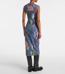 Платье миди из хлопковой смеси с принтом Enka Acne Studios, Blue Multi - фото 3