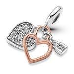 Шарм Heart Padlock Double Dangle Pandora, двухцветный - фото 7
