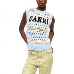 Вязаный топ в полоску GANNI, синий - фото 4