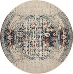 Ковер SAFAVIEH, 92 x 92 см, коллекции Monaco, цвета ivory и blue, богемный абстрактный дизайн с эффектом потертости, не линяет, прост в уходе, идеален для помещений с высокой проходимостью в гостиной, спальне (MNC208M) - фото