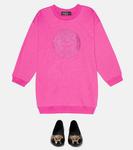 Платье-толстовка с декором Medusa из хлопка Versace, розовый - фото 2