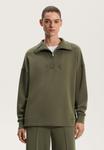 Толстовка OYSHO SOFT TOUCH HALF-ZIP WITH RIB DETAIL, Khaki - фото