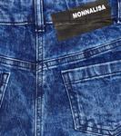 Джинсовые шорты с вышивкой Monnalisa, синий - фото 2