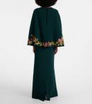 Платье из крепа с капюшоном и декором Costarellos, Dark Green - фото 3