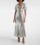 Платье миди с пайетками Rotate, серебряный - фото 2