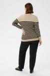 Джемпер Kaffe Curve KCLIZZY STRIPED KNIT PULLOVER, Feather G. M Black Half Stripe/Beige - фото 3