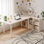 Стол 120х40 см с тумбой и полками, белый, минималистичный, для дома и офиса - фото 3