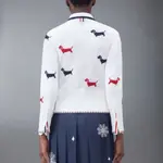 Кардиган из хлопка hector с интарсией THOM BROWNE, белый - фото 4