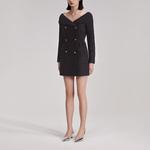 Женское черное платье с длинными рукавами Self-portrait - фото 3