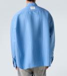 Полосатая оверсайз рубашка Acne Studios, Blue Multi - фото 4