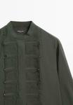 Блуза Massimo Dutti PINTUCK WITH STAND COLLAR , Dark Green - фото 8