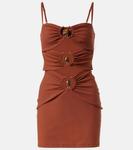 Мини-платье с ажурными вырезами Pierced Orbit Christopher Esber, Coconut Shell - фото